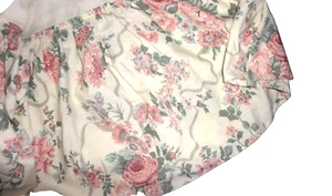 VINTAGE CROSCILL FLORAL VICTORIA ELIZABETH PINK GREEN (1) FULL BEDSKIRT  14" - Picture 1 of 4