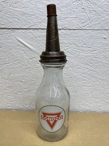 Conoco Motor Oil Bottle Spout Cap Glass Vintage Style Gas Station - Picture 1 of 7