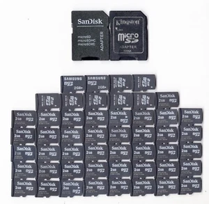 Lot Of 50x 2GB MicroSD Memory Cards & 2x Full Size SD Adapters (Misc. Brands) - Picture 1 of 3