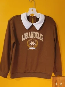 Los Angeles Collared Neckline Sweatshirt Brown Shein 11/12 Long Sleeve Top - Picture 1 of 3