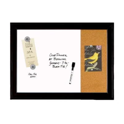 Quartet Magnetic Dry Erase Whiteboard and Cork Ebony Frame Combination Board - Image 1 of 4