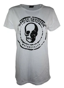 Ladies Harley Davidson Cotton Motor White Sculpture Body Fit Tops T Shirts 20 - Picture 1 of 2