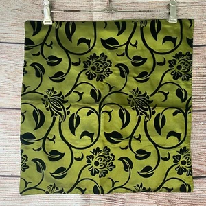 Green Satin Cushion Pillow Cover with Velvet Print ~ NEW ~ 34cm x 34cm - Picture 1 of 7