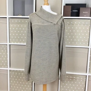 Jersey Arket mediano beige avena de gran tamaño grueso tejido plegable sobre el cuello para mujer - Imagen 1 de 20