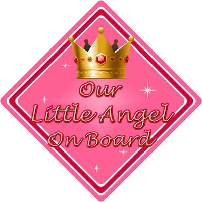 CAR SIGNS DIRECT Baby On Board Car Sign ~ Our Little Angel On Board ~ Pink
