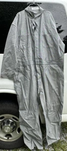 60  long FISHER CLOTH HERRINGBONE BUTTON COTTON COVERALL LS NEW NWOT Railroaders - Picture 1 of 5