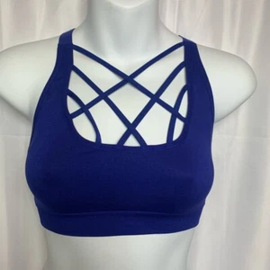 Reggiseno sportivo donna Victoria's Secret incrociato blu elasticizzato senza ferretto S - Foto 1 di 5