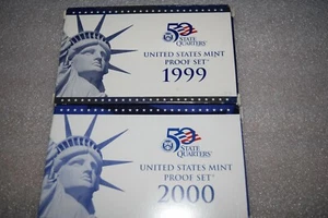 1999 and 2000 -S US Proof Sets Boxes COA's - Picture 1 of 6