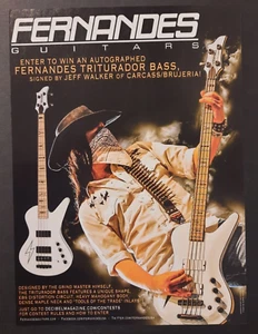 CARCASS Jeff Walker firmato Fernandes Bass Contest ~ stampa rivista/annuncio promo 2012 - Foto 1 di 1