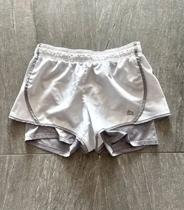 RBX Womens White & Gray Running Athletic Shorts With Built In Bike Shorts Sz M - Picture 1 of 19