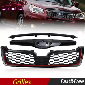 Parrilla delantera ABS estilo STI para Subaru Forester 2014-2018 con moldura roja - Imagen 1 de 11