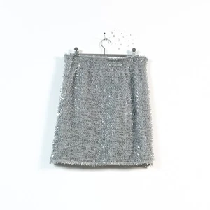 ZUCCA grey plastic tag applique elastic waist mini skirt M - Picture 1 of 9