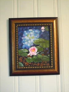WATER LILY FLOWER ORIGINAL ACRYLIC PAINTING ON CANVAS, MONA'S ART - Imagen 1 de 8