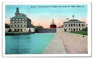 Vaporera en Sabin Lock Sault Ste. Postal de Marie Michigan - Imagen 1 de 2
