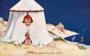 Somethings Bust Kids at the beach Tent Artist Signed Mabel Lucie Attwell #952 - Picture 1 of 2