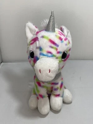 Dan Dee Collectors Choice White & Rainbow 8” Unicorn SOFT Plush Silver Horn - Image 1 of 4