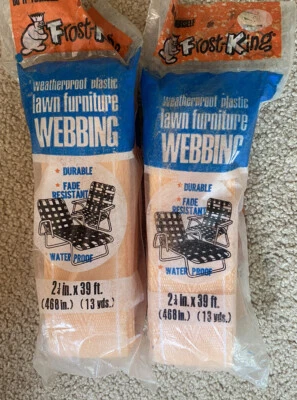 Vtg New Lot of 2 FROST KING Lawn Chair Webbing 39 foot PEACH Light Orange sealed - Image 1 of 2
