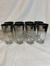 Vintage Barware Set Of 8 Dorothy Thorpe Highball Glasses Silver Rim MCM