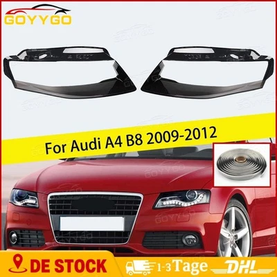 Pair Headlight Glass Lens Diffuser Lens Cover For Audi A4 B8 2009-2012 - Image 1 of 4