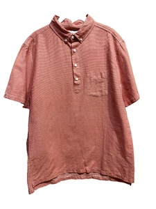 Onia Herren Large orange Mikro gestreift Leinen Baumwolle Josh Pullover 1/4 Knopf Neu mit Etikett - Bild 1 von 6