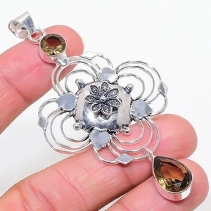 Smoky Quartz Gemstone Handmade 925 Sterling Silver Jewelry Pendant Size 3.2" - Picture 1 of 1