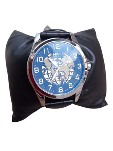 orologio automatico scheletrato da polso mappamondo uomo pelle nero elegante - Foto 1 di 2