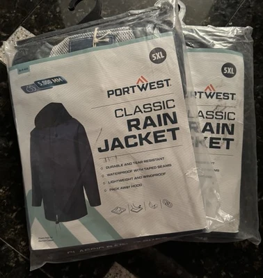 NWT PORTWEST® Classic Waterproof Raincoat - US440 Size 5XL Black Bundle Of Two - Image 1 of 4