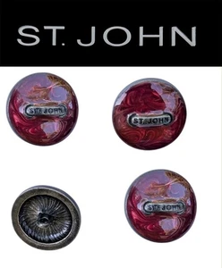 St John Knits 0.85 Inch Pewter Tone Cranberry Swirl Enamel Replacement Buttons - Picture 1 of 1