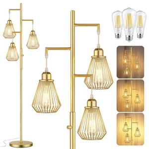 QiMH Industrial Floor Lamps for Living Room Tree Standing Lamp with 3 Teardro... - Picture 1 of 7