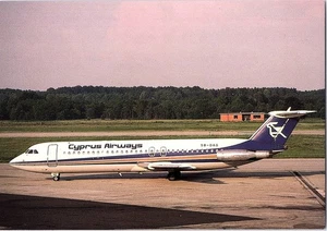 Cartolina Cyprus Airways BAC 1-11 aereo all'aeroporto di Milano Malpensa - Foto 1 di 2