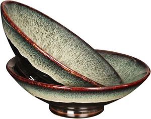 Ceramic Japanese Ramen Noodle Soup Bowl Set 10.4 Inch, Black Reactive Color - Picture 1 of 7