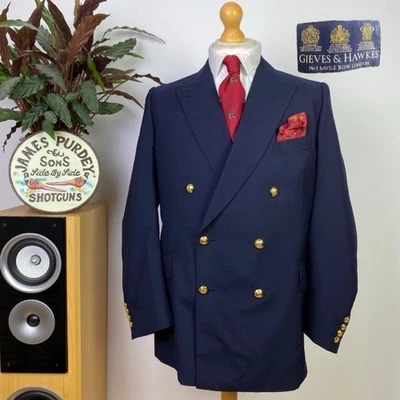 Gieves & Hawkes (40R) BESPOKE Double Breasted 2006 Button Military Blazer Jacket - Image 1 of 4