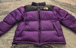 Chaqueta North Face700 Talla L Hombre Negra Púrpura Plumón Relleno Puffer Cremallera Completa Logo  - Imagen 1 de 11