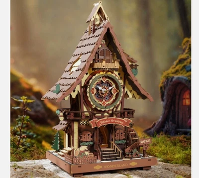 ROKR Vintage Cuckoo Clock Mechanical 3D Wooden Puzzle home Decor Adults Gifts - Image 1 of 4