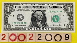 2002 2009 Tombstone Year Note Near Binary Fancy Serial Number $1 Dollar Bill FRN - Picture 1 of 8