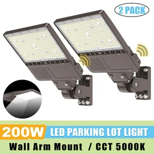 2 Pack Commercial Street Area Lights 200W LED Shoebox Parking Lot Lamp Photocell - Picture 1 of 15