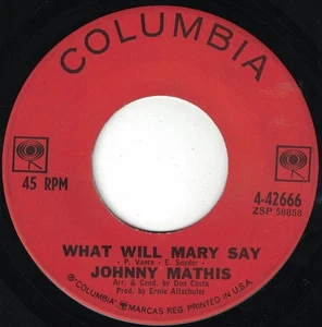 JOHNNY MATHIS "What Will Mary Say" COLUMBIA VG/VG+ Title misprint Bridegeport CT - Picture 1 of 2