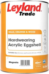 Leyland Trade Acrylic Eggshell Paint KITCHEN BATHROOM Wood 5L - MAGNOLIA - - Picture 1 of 2