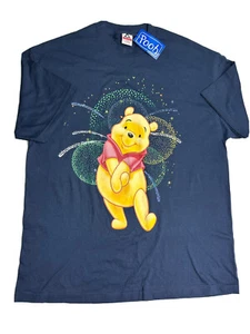 Vintage New! Winnie the Pooh Shirt Adult Sz XL Navy Pooh Bear Fireworks - Picture 1 of 9