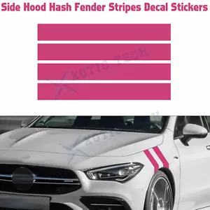 4PCS Pink Car Side Hood Fender Stripes Stickers For Mercedes-Benz C CLA GLA GLC - Picture 1 of 10