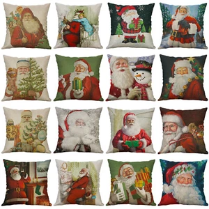 Retro Nochebuena Papá Noel con Regalo Funda Cojín Papá Noel Funda Almohada - Imagen 1 de 22