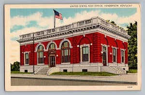 Henderson Kentucky KY United States Post Office Ansicht Leinen Postkarte 1930-45 - Bild 1 von 2