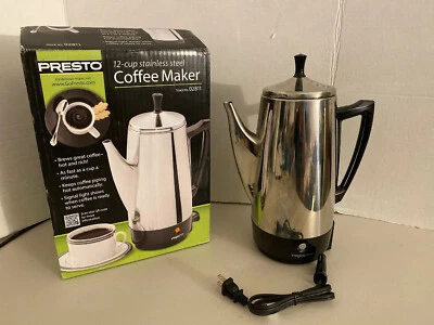 PRESTO 12 杯不锈钢电动咖啡壶清洁工作 — 第 1/4 张图片