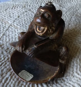 1930's Vintage RONSON Brass Monkey Lighter & Ash Tray - Picture 1 of 4