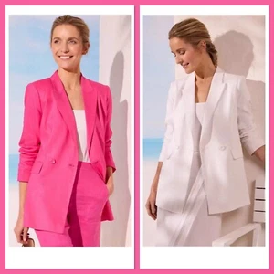 New Ladies Ex Paul Costelloe Linen Double-Breasted Blazer Jacket 8-18 - Picture 1 of 14