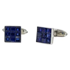 Gemelos de hombre de zafiro azul corte cuadrado de 3,50 quilates en plata de ley 925 - Imagen 1 de 4