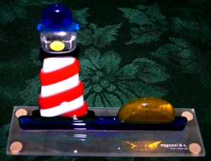 Wonderful Murano Fused Glass Lighthouse & Sun/Moon By Ragazzi & Co - Picture 1 of 2
