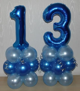 13° COMPLEANNO - ETÀ 13 -MASCHIO -RAGAZZO -ESPOSITORE PALLONCINI IN LAMINA-CENTROTAVOLA-BANNER - Foto 1 di 6