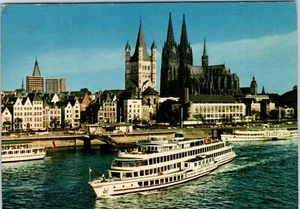 "M.S. Rhein" Reiseschiff, Köln Skyline Deutschland Postkarte - Bild 1 von 2