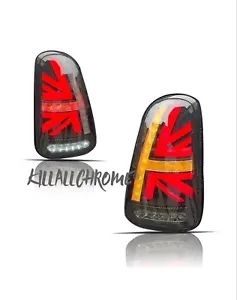 MINI Smoke + Red LED Union Jack Rear tail Lights R50, R52, R53 *E MARKED* - Picture 1 of 5